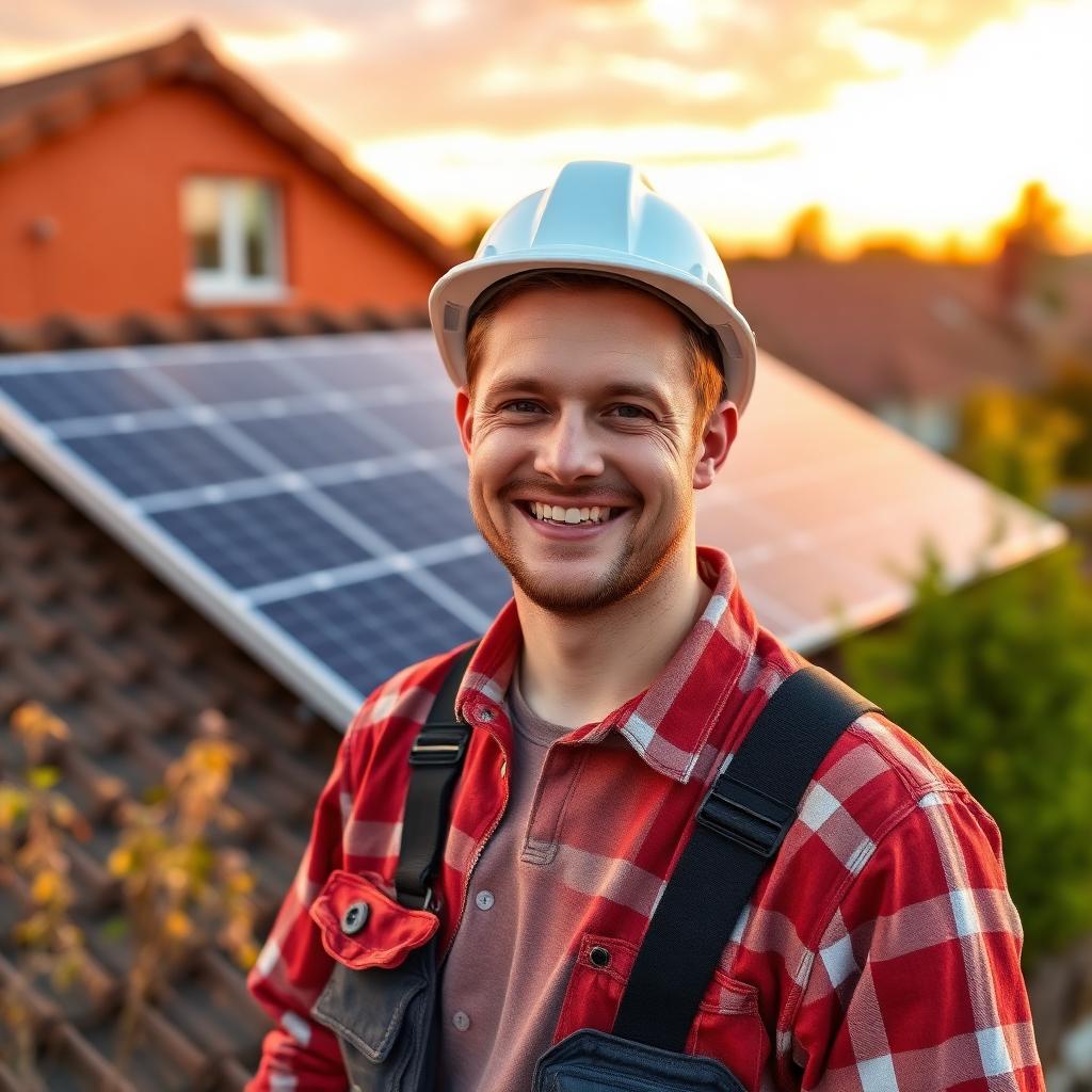 Montör från Ola Energy Systems på ett tak