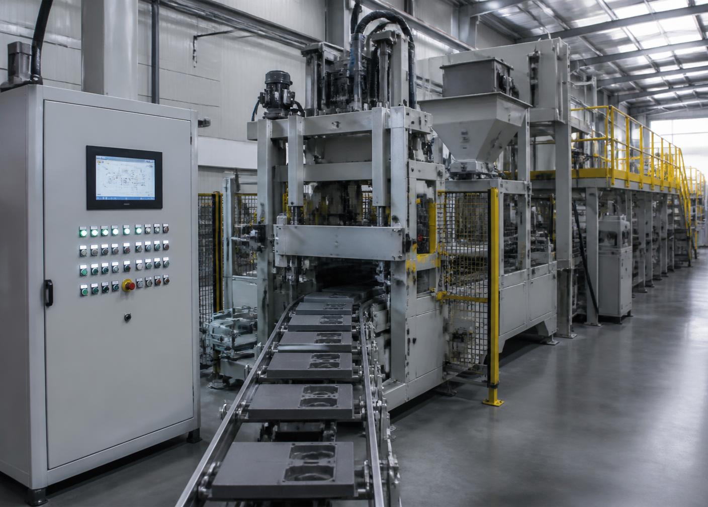 Automatiserad sandformningslinje med styrsystem i modern gjuterianläggning